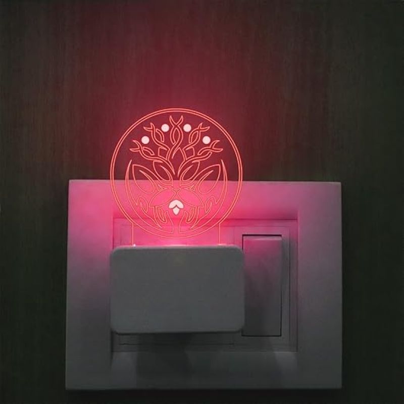 3D Illusion Gemetrical Disign Plug Night Lamp 7 Color Changing Light Lamp for Home Decoration