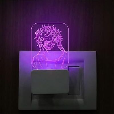 3D Illusion Jesus Plug Night Lamp with 7 Color Changing Light for Home Office Room Decor Lamp