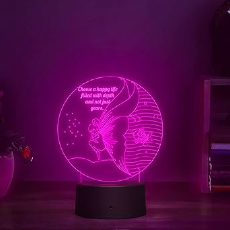 3D Illusion Butterfly Led Night lamp 7 Color Changing Light Birthday Gifts for Girls Circle Base