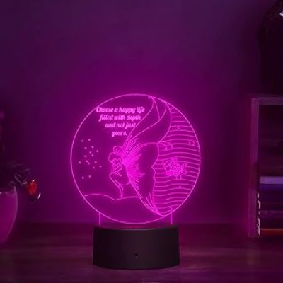 3D Illusion Butterfly Led Night lamp 7 Color Changing Light Birthday Gifts for Girls Circle Base