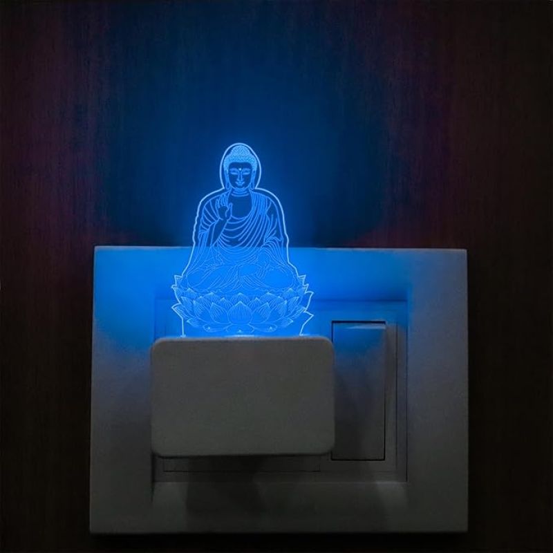 3D Illusion Buddha Plug Night Lamp with 7 Color Changing Light Home, Temple & Office Decor Light