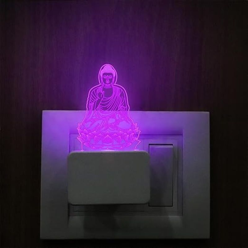 3D Illusion Buddha Plug Night Lamp with 7 Color Changing Light Home, Temple & Office Decor Light