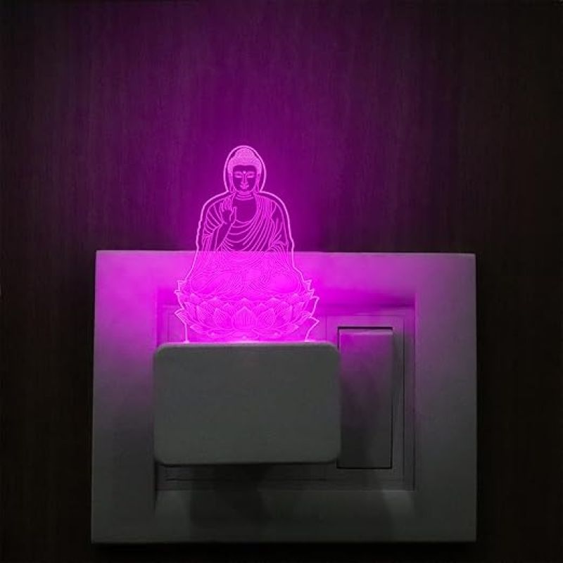 3D Illusion Buddha Plug Night Lamp with 7 Color Changing Light Home, Temple & Office Decor Light