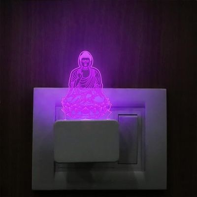 3D Illusion Buddha Plug Night Lamp with 7 Color Changing Light Home, Temple & Office Decor Light