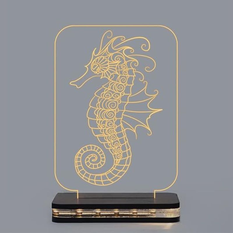 3D illsuion Seahorse Led Night lamp with Warm White Color Gift for Kids Boy Girl & Room Decoration Light