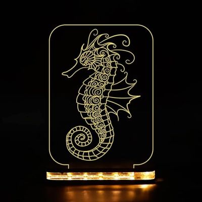 3D illsuion Seahorse Led Night lamp with Warm White Color Gift for Kids Boy Girl & Room Decoration Light