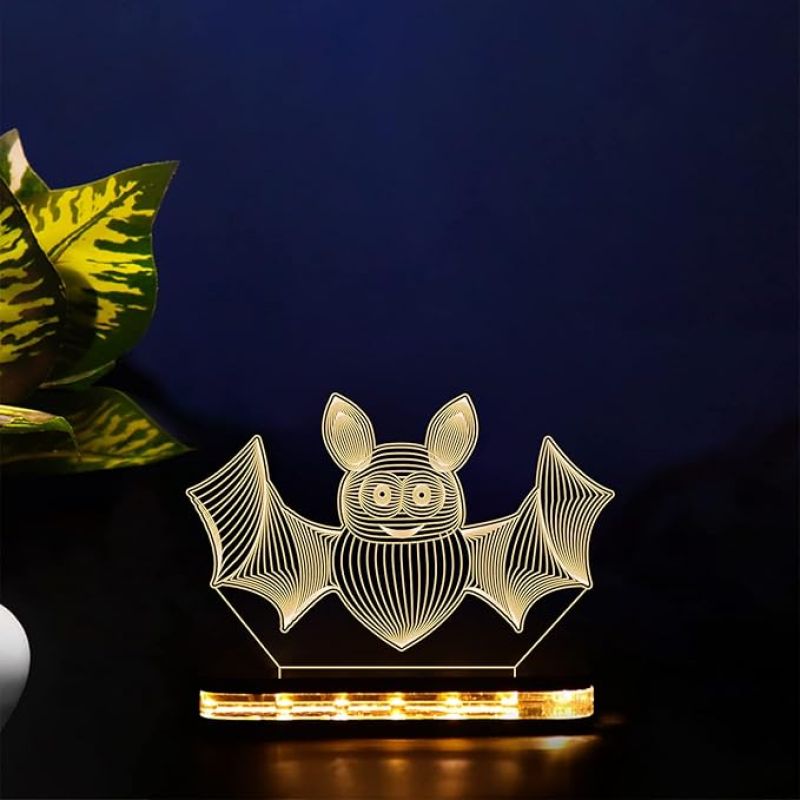 3D Illusion  Bat Animal Led Night Lamp with Warm White Color Room Decor