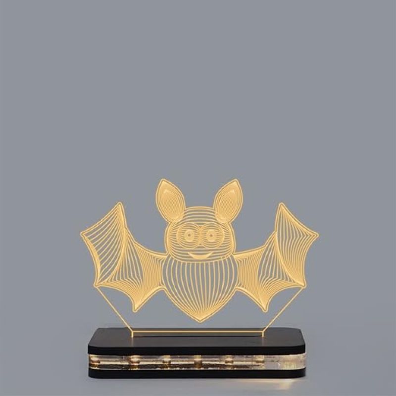 3D Illusion  Bat Animal Led Night Lamp with Warm White Color Room Decor