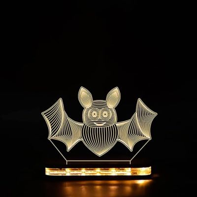 3D Illusion  Bat Animal Led Night Lamp with Warm White Color Room Decor
