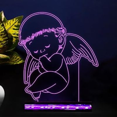 3D Illusion Baby Angel Acrylic Led Night Lamp 16 Color Changing Light with Remote Control Gift For Kids & Room Decor