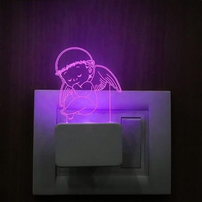 3D Illusion Baby Angel Plug Night lamp 7 Color Changing Light for Home Decor