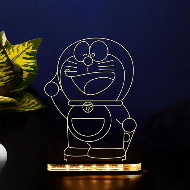 3D Illusion Doraemon Anime Led Night Lamp with Warm White Color Kids Room & Home Decoration Lamp  Best Birthday Gift for Children Girls Boys