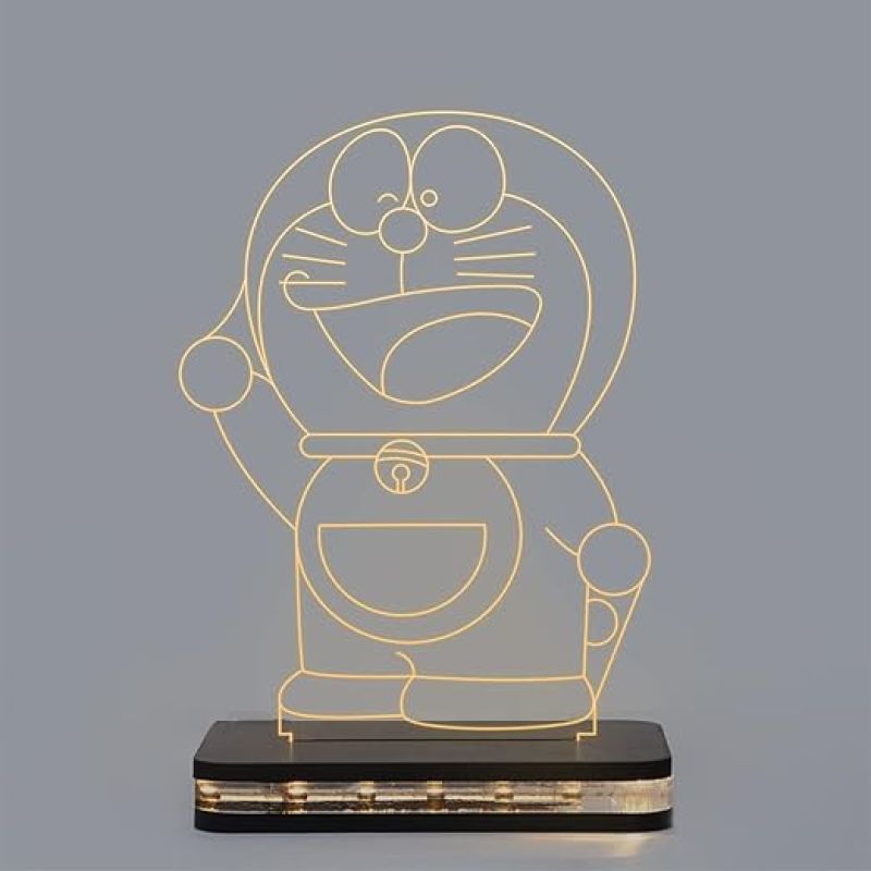 3D Illusion Doraemon Anime Led Night Lamp with Warm White Color Kids Room & Home Decoration Lamp  Best Birthday Gift for Children Girls Boys