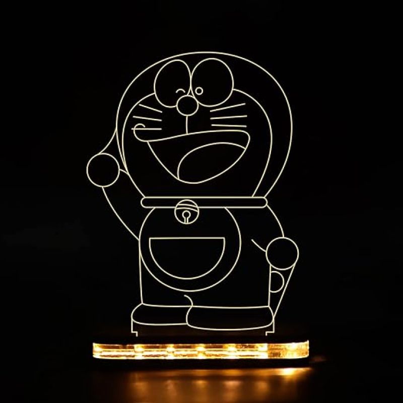 3D Illusion Doraemon Anime Led Night Lamp with Warm White Color Kids Room & Home Decoration Lamp  Best Birthday Gift for Children Girls Boys