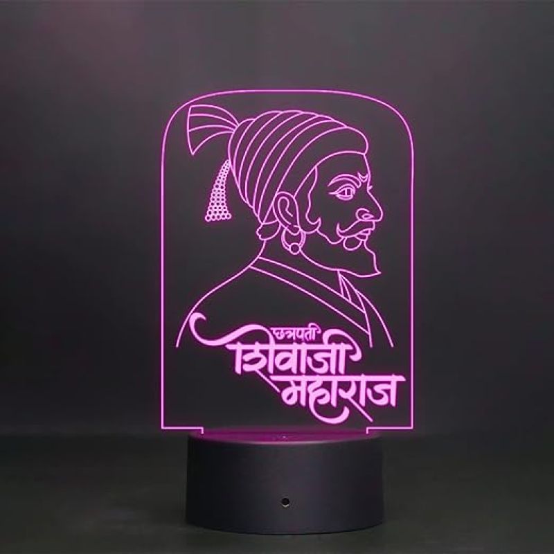 3D Illusion Chhatrapati Shivaji Maharaj Led Night lamp 7 Color Changing Light Circle Base