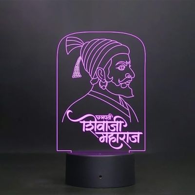 3D Illusion Chhatrapati Shivaji Maharaj Led Night lamp 7 Color Changing Light Circle Base