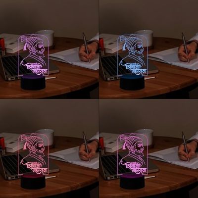 3D Illusion Chhatrapati Shivaji Maharaj Led Night lamp 7 Color Changing Light Circle Base