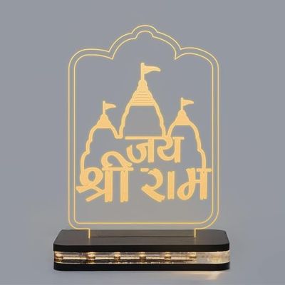 Jay Sri Ram Acrylic Led Night lamp with Warm White Color Home Decor Light & Temple Decor