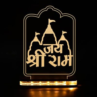 Jay Sri Ram Acrylic Led Night lamp with Warm White Color Home Decor Light & Temple Decor