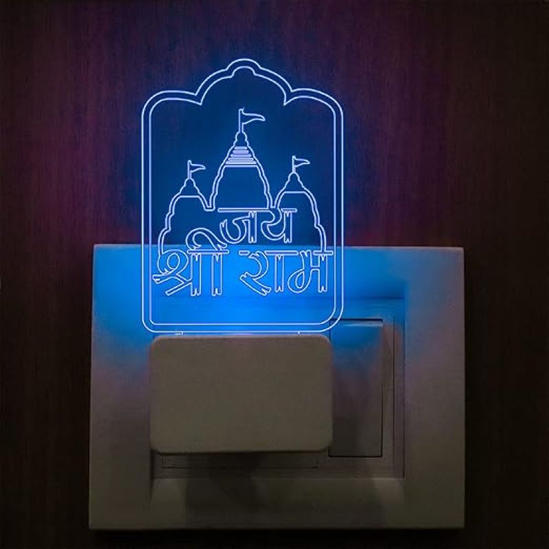 Jay Sri Ram Acrylic Plug Night lamp with 7 Color Changing Light Home Decor Light & Temple Decor