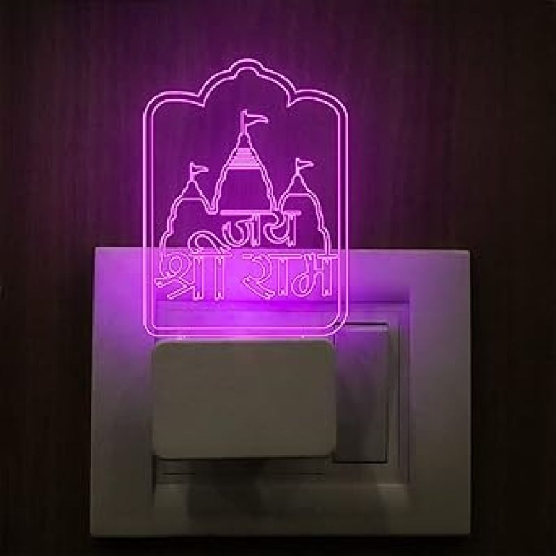 Jay Sri Ram Acrylic Plug Night lamp with 7 Color Changing Light Home Decor Light & Temple Decor