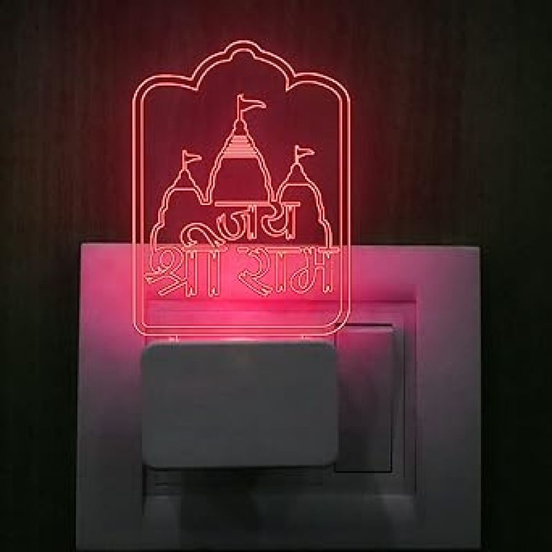 Jay Sri Ram Acrylic Plug Night lamp with 7 Color Changing Light Home Decor Light & Temple Decor