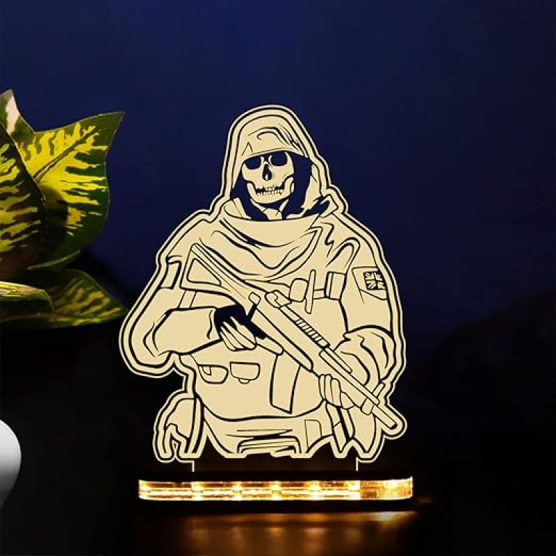 3D Illusion Call of Duty Ghost Led Night Lamp with Warm white Color Gift for Game Lover