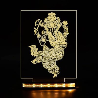 3D Illusion Shri Siddhi Vinayak Ganpati Led Night Lamp with Warm White Color Pooja Room & Home Decor