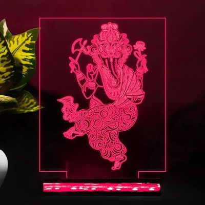 3D Illusion Shri Siddhi Vinayak Ganpati Led Night Lamp 16 Color Changing Light with Remote Control Pooja Room & Home Decor