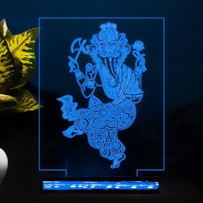 3D Illusion Shri Siddhi Vinayak Ganpati Led Night Lamp 16 Color Changing Light with Remote Control Pooja Room & Home Decor