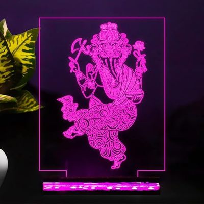 3D Illusion Shri Siddhi Vinayak Ganpati Led Night Lamp 16 Color Changing Light with Remote Control Pooja Room & Home Decor