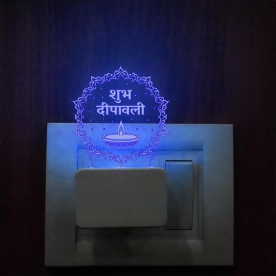 3D Illusion Diwali Diya Plug Night Lamp  7 Color Changing Light  Home Decoration Light