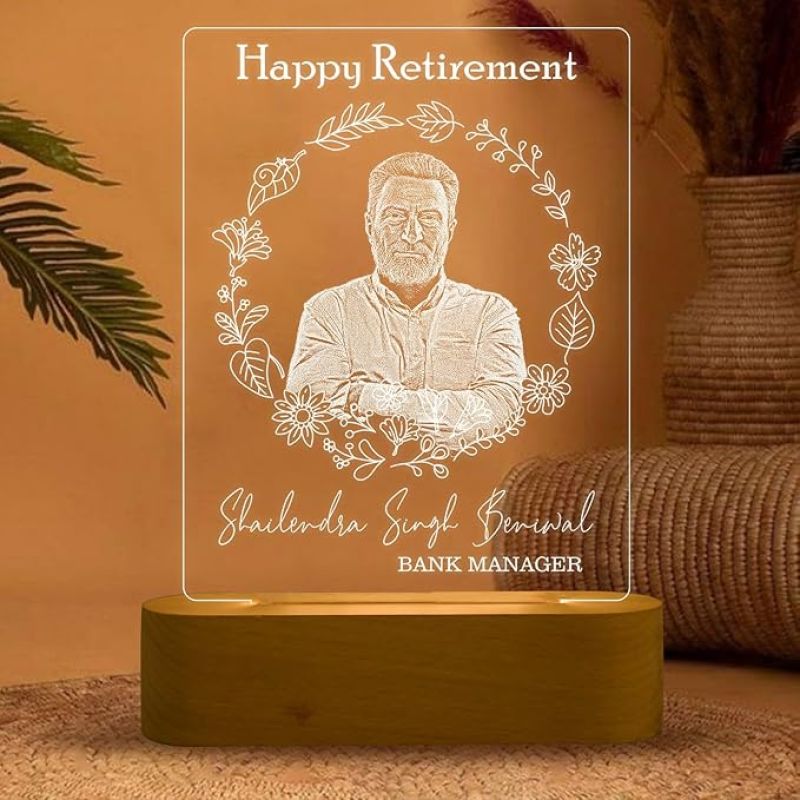 Personalized Happy Retirement Night Lamp with Warm White Light  Retirement Gift for Women & Men  Retirement Gift for Teacher Mom Dad Colleagues