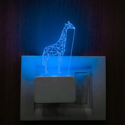 3D Illusion Giraffe Plug Night Lamp 7 Color Changing Light