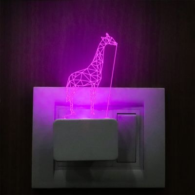 3D Illusion Giraffe Plug Night Lamp 7 Color Changing Light