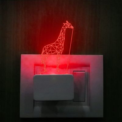 3D Illusion Giraffe Plug Night Lamp 7 Color Changing Light