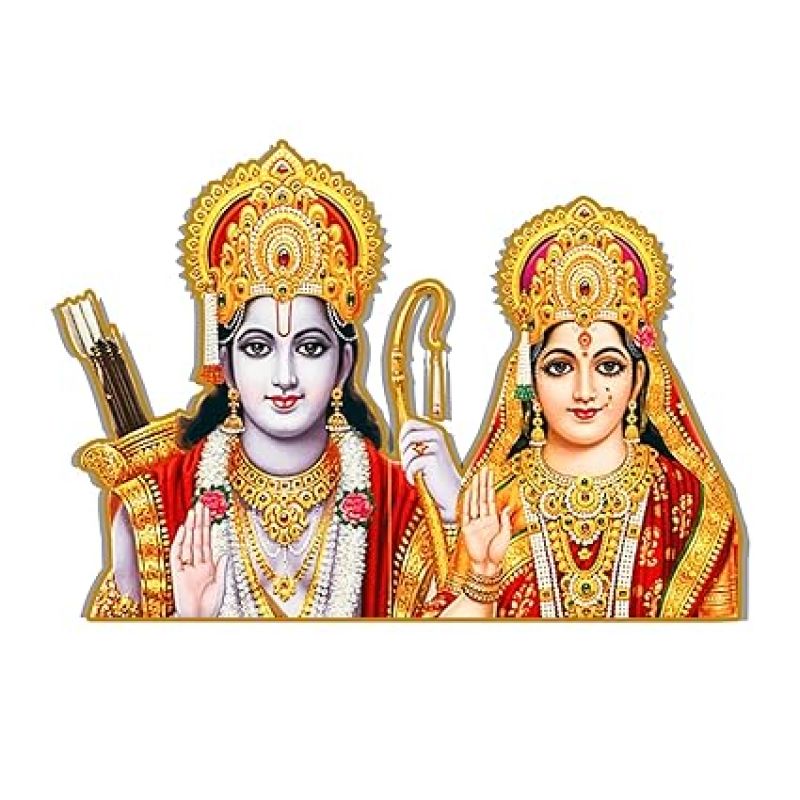 Lord Ram Sita Wooden Fridge Magnet Spiritual, Divine, Home, Kitchen,Temple and Office Decoration Gift for Diwali or Ram Navami.