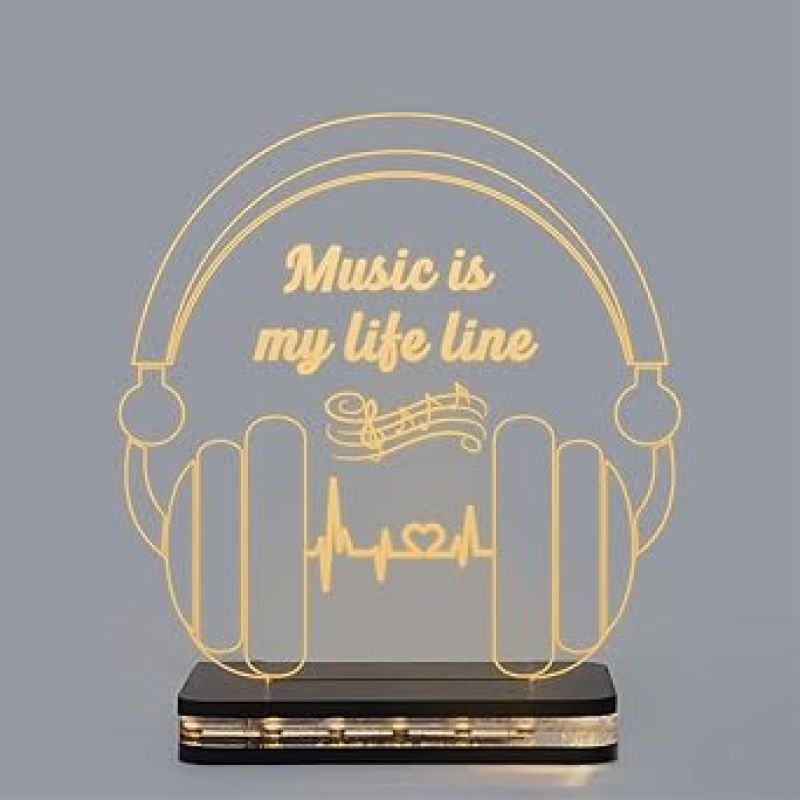 3D Illusion Headphone Led Night lamp with Warm White Color Home Decoration and Birthday Gift