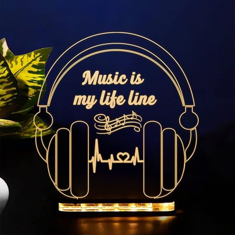 3D Illusion Headphone Led Night lamp with Warm White Color Home Decoration and Birthday Gift