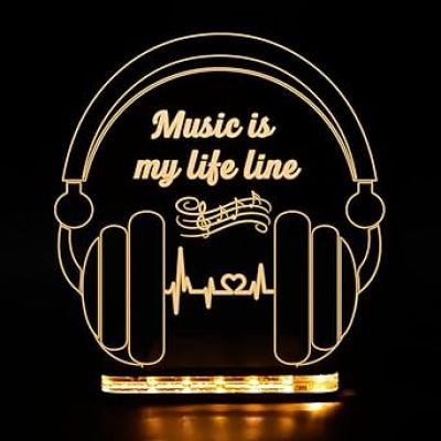 3D Illusion Headphone Led Night lamp with Warm White Color Home Decoration and Birthday Gift