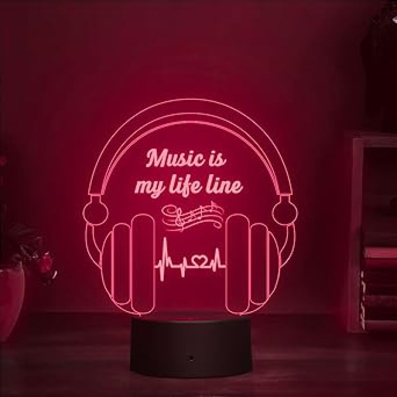 3D Illusion Headphone Led Night lamp 16 Color Changing Light with Remote Control Home Decoration and Birthday Gift Circle Base