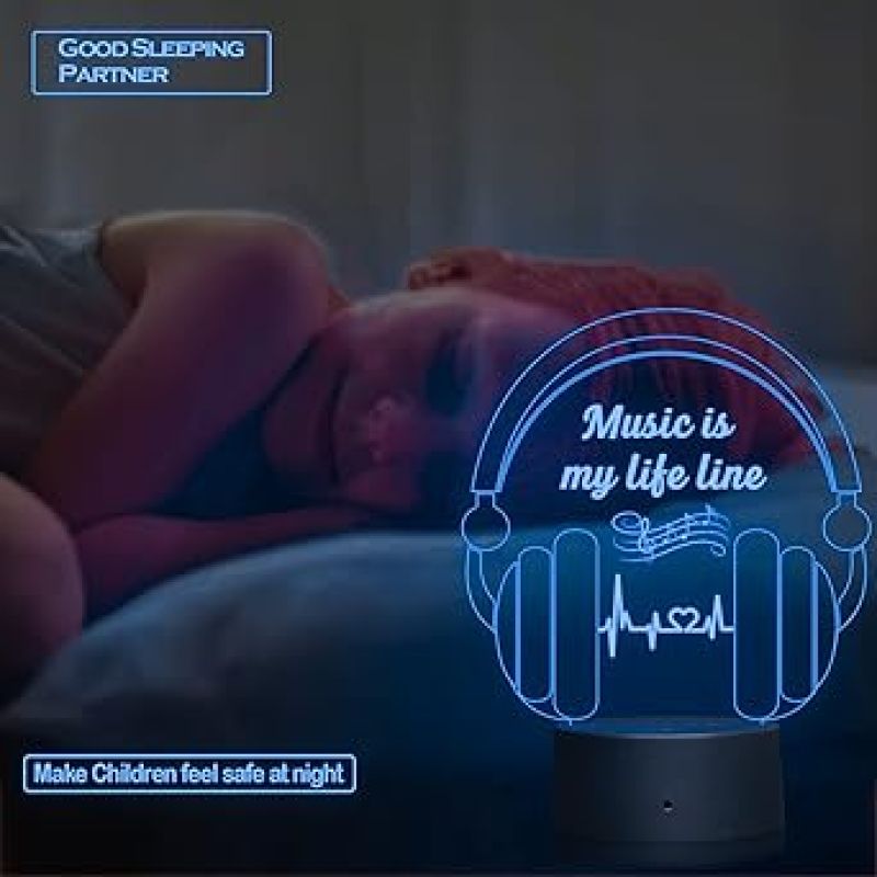 3D Illusion Headphone Led Night lamp 16 Color Changing Light with Remote Control Home Decoration and Birthday Gift Circle Base