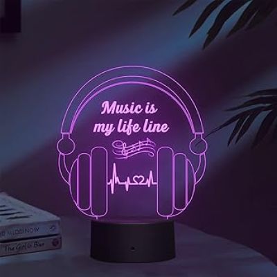 3D Illusion Headphone Led Night lamp 16 Color Changing Light with Remote Control Home Decoration and Birthday Gift Circle Base
