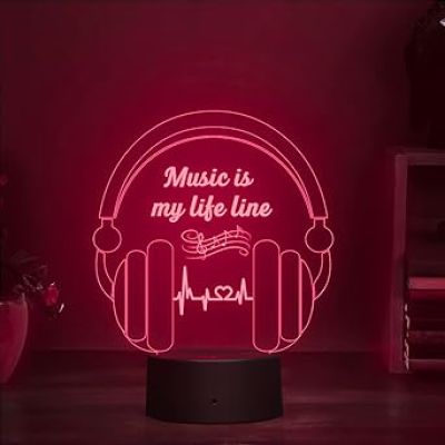 3D Illusion Headphone Led Night lamp 16 Color Changing Light with Remote Control Home Decoration and Birthday Gift Circle Base