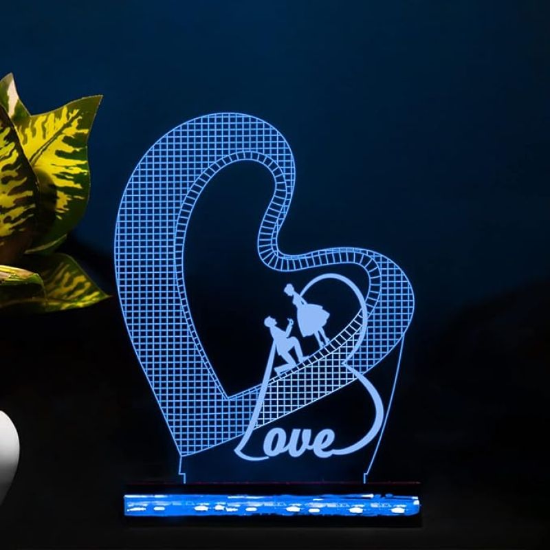 3D Illusion Love Text in Heart Shape Led Night Lamp 16 Color Changing Light with Remote Control Gift for Anniversary, Valentine