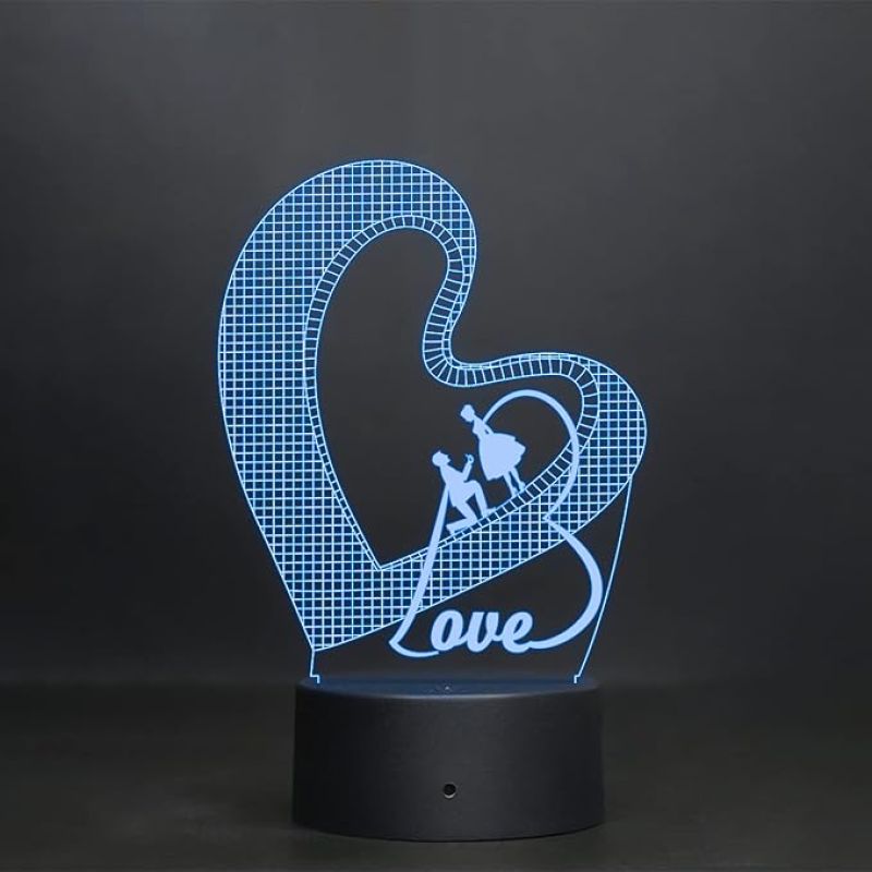 3D Illusion Love Text in Heart Shape Led Night Lamp 16 Color Changing Light with Remote Control Gift for Anniversary, Valentine