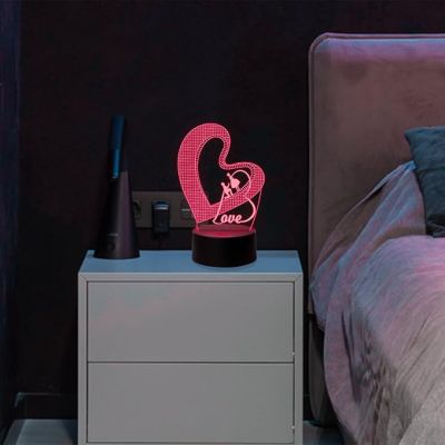 3D Illusion Love Text in Heart Shape Led Night Lamp 16 Color Changing Light with Remote Control Gift for Anniversary, Valentine
