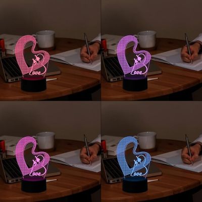 3D Illusion Love Text in Heart Shape Led Night Lamp 16 Color Changing Light with Remote Control Gift for Anniversary, Valentine