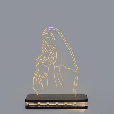 3D Illusion Mom Son Acrylic led Night lamp with Warm White Color Gift for mom