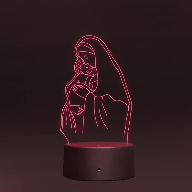 3D Illusion Mom Son Acrylic led Night lamp 16 Color Changing Light with Remote Control Gift for mom Circle Base